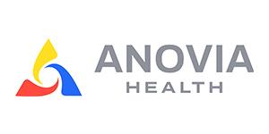 Anovia Health logo with a tri-color swirl icon (red, yellow, blue) to the left of the text 'ANOVIA HEALTH'