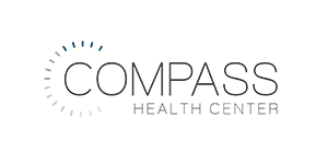 Compass Health Center logo with a circular dotted arc to the left of the word COMPASS (brand mark)