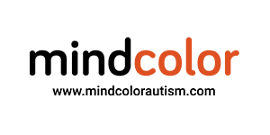 Mindcolor logo: 'mind' in black and 'color' in orange, with the website www.mindcolorautism.com beneath.